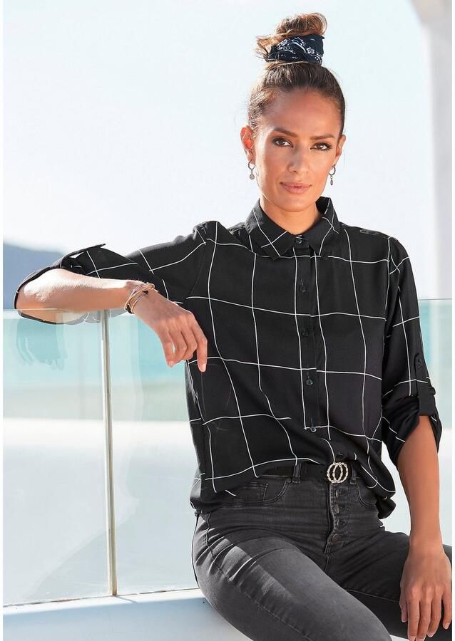 Lascana Overhemdblouse met ruitprint en blazerkraag ruithemd in business-look - Foto 3