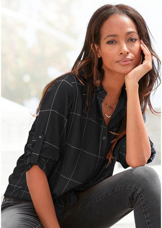 Lascana Overhemdblouse met ruitprint en blazerkraag ruithemd in business-look - Foto 4