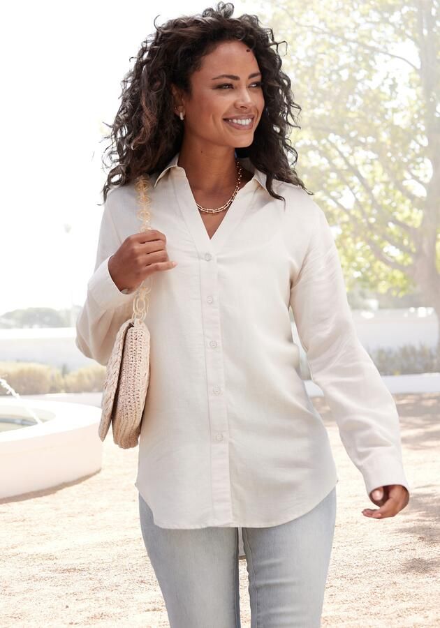 Lascana Overhemdblouse van linnenmix damesblouse met overhemdkraag en knoopsluiting - Foto 6