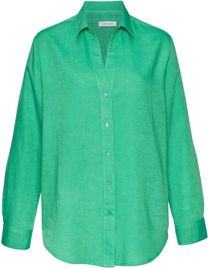 Lascana Overhemdblouse van linnenmix damesblouse met overhemdkraag en knoopsluiting - Foto 5