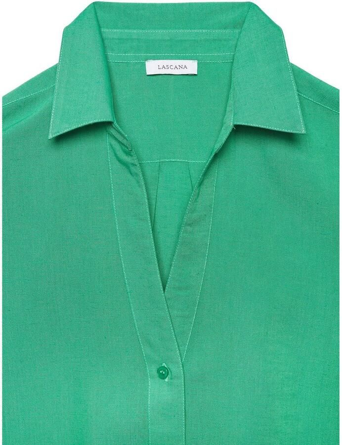 Lascana Overhemdblouse van linnenmix damesblouse met overhemdkraag en knoopsluiting