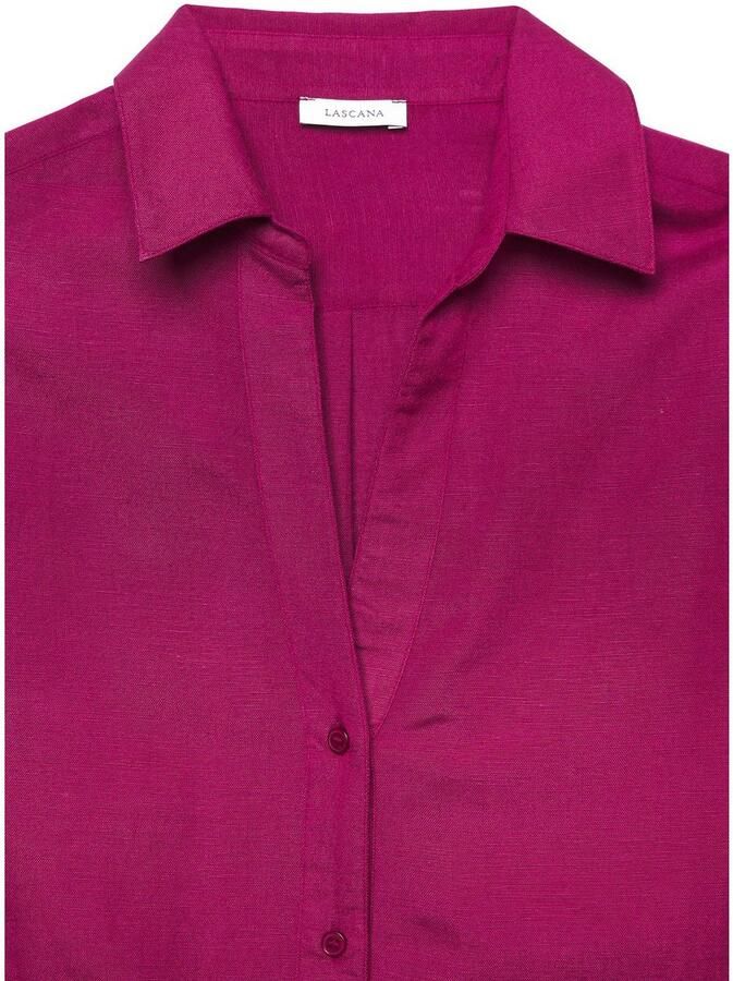 Lascana Overhemdblouse van linnenmix damesblouse met overhemdkraag en knoopsluiting - Foto 2