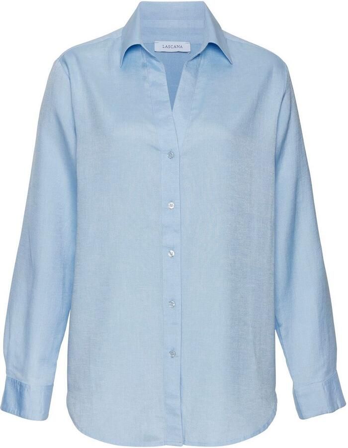 Lascana Overhemdblouse van linnenmix damesblouse met overhemdkraag en knoopsluiting - Foto 6