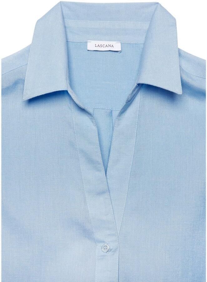 Lascana Overhemdblouse van linnenmix damesblouse met overhemdkraag en knoopsluiting