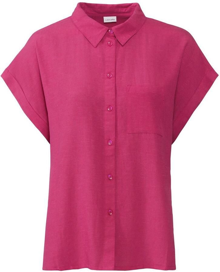 Lascana Overhemdblouse van mix van linnen met knoopsluiting blouse met korte mouwen linnen blouse