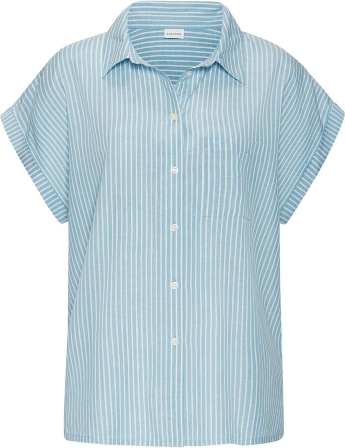 Lascana Overhemdblouse van mix van linnen met knoopsluiting linnen blouse met korte mouwen - Foto 3