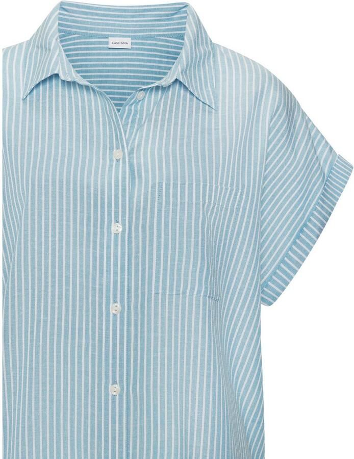 Lascana Overhemdblouse van mix van linnen met knoopsluiting linnen blouse met korte mouwen