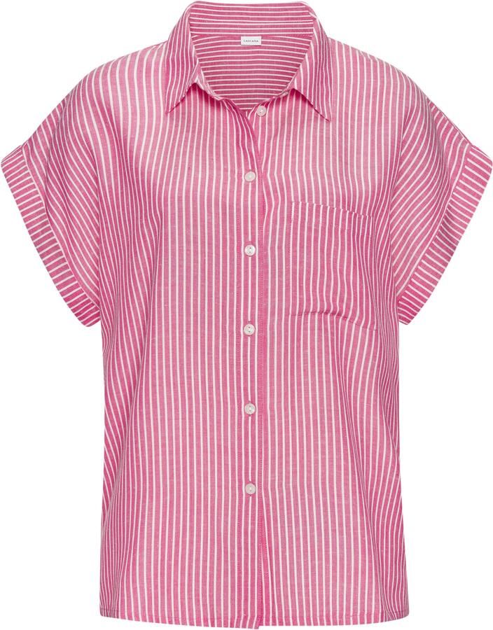 Lascana Overhemdblouse van mix van linnen met knoopsluiting linnen blouse met korte mouwen - Foto 3