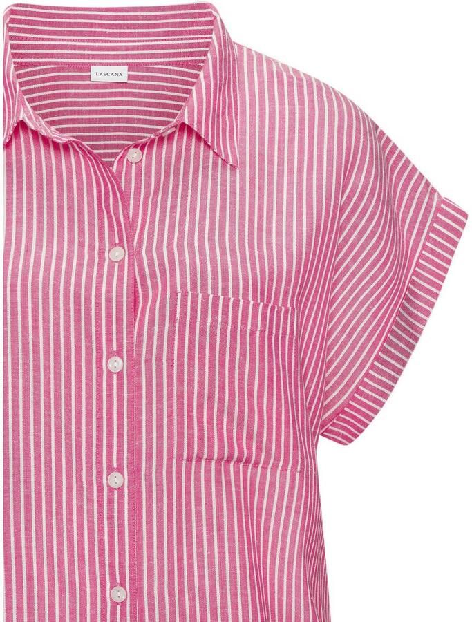 Lascana Overhemdblouse van mix van linnen met knoopsluiting linnen blouse met korte mouwen