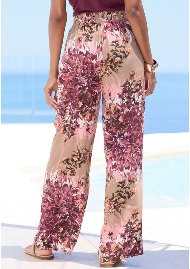 Lascana Palazzobroek met bindegordel en alloverprint stofbroek met zakken - Foto 4