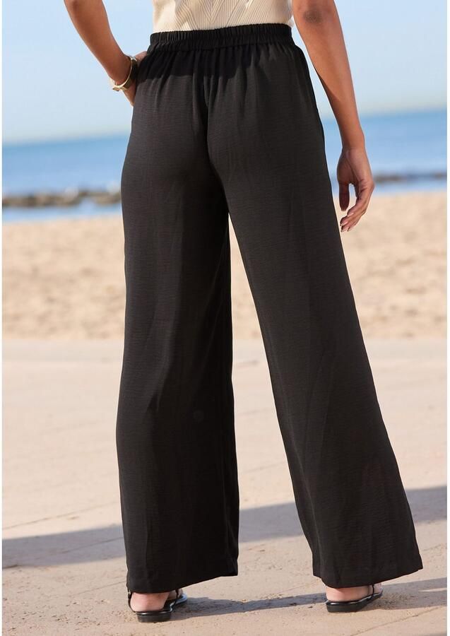 Lascana Palazzobroek met sierknopen en comfortabele boord lichte stofbroek met zakken - Foto 3