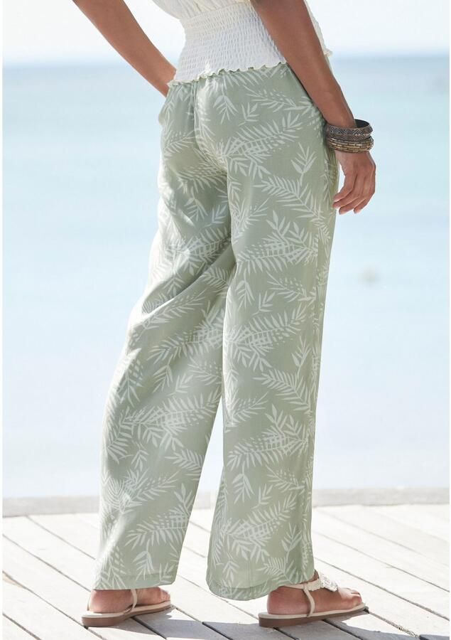 Lascana Palazzobroek van crêpe viscose met elastische gesmokte boorden stoffen broek - Foto 4