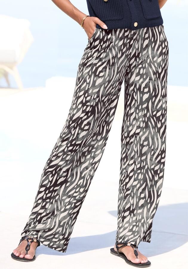 Lascana Palazzobroek van viscose-jersey instapbroek met alloverprint en zakken - Foto 3