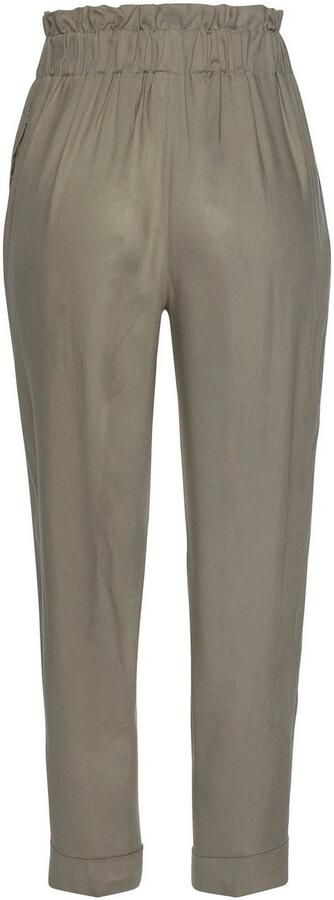 Lascana Paperbag-broek met sierknopen en elastische tailleband stofbroek opgerolde broekzoom - Foto 7