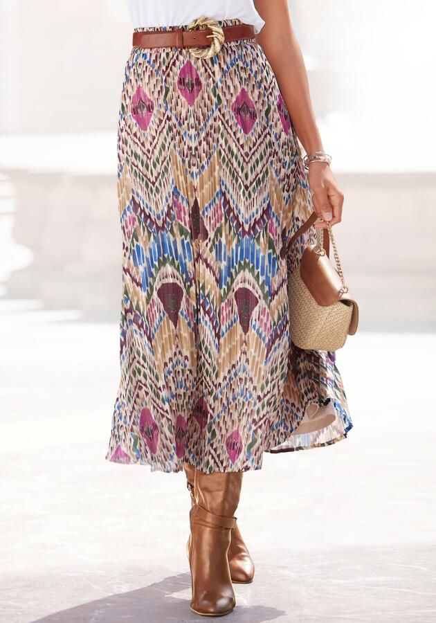 Lascana Plissérok van lichte chiffonstof midirok met aloverprint zomers - Foto 10