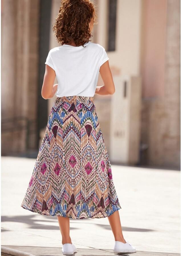 Lascana Plissérok van lichte chiffonstof midirok met aloverprint zomers - Foto 6