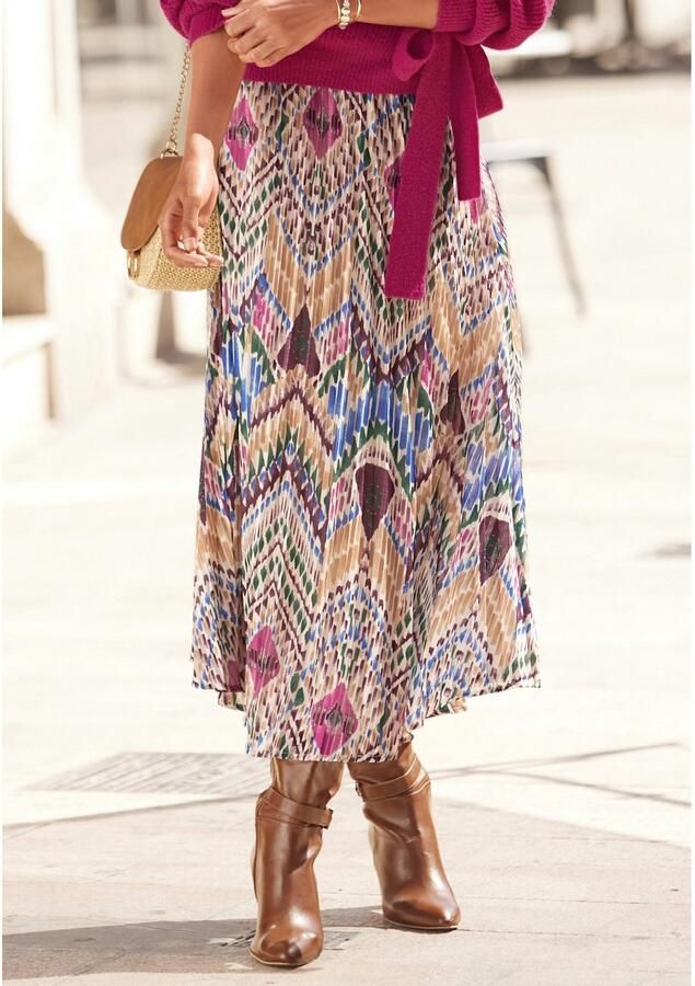 Lascana Plissérok van lichte chiffonstof midirok met aloverprint zomers - Foto 7