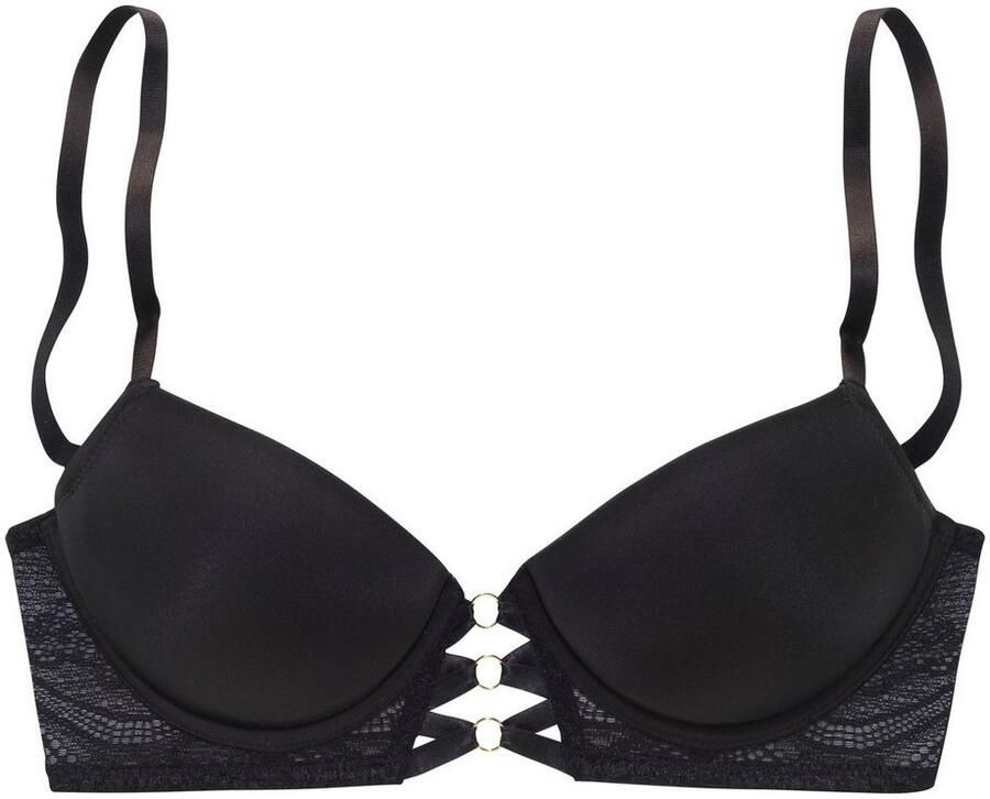 Lascana Push-up-bh Eleonora met fijne vetersluiting in satijnlook sexy lingerie amira-collectie - Foto 4
