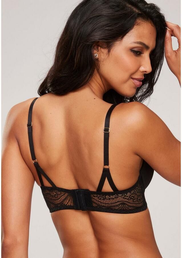 Lascana Push-up-bh Eleonora met fijne vetersluiting in satijnlook sexy lingerie amira-collectie