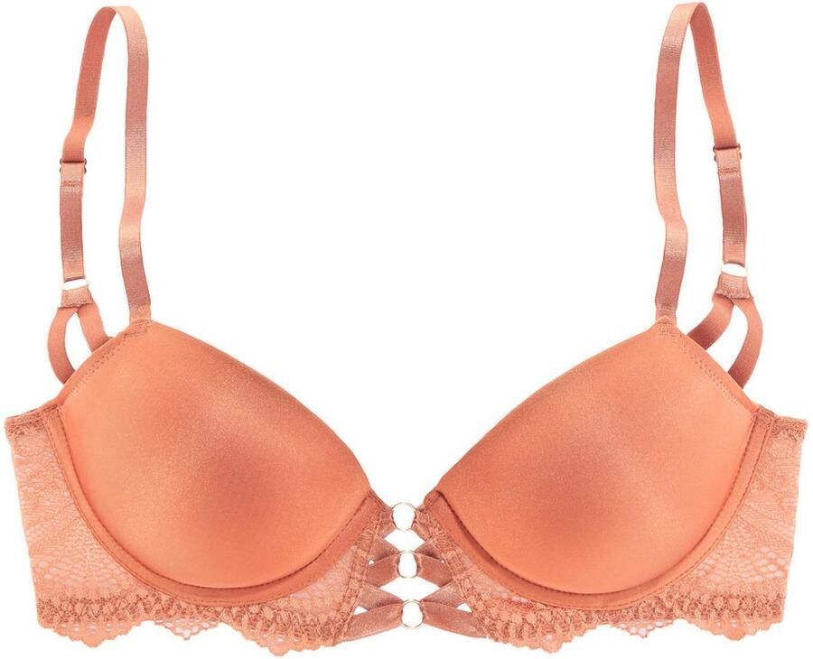 Lascana Push-up-bh Eleonora met fijne vetersluiting in satijnlook sexy lingerie amira-collectie - Foto 3