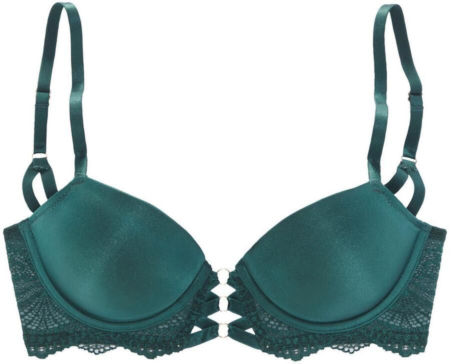 Lascana Push-up-bh Eleonora met fijne vetersluiting in satijnlook sexy lingerie amira-collectie - Foto 2