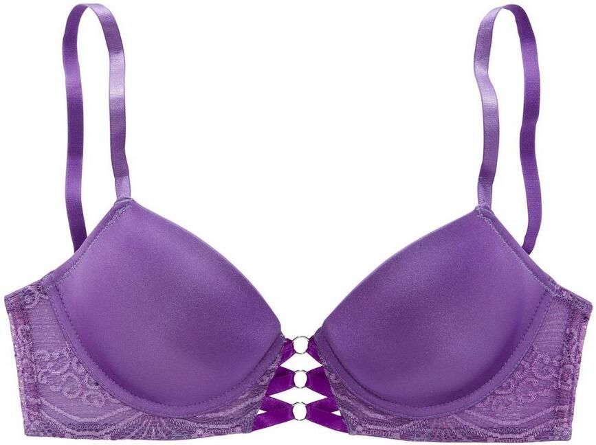 Lascana Push-up-bh Eleonora met fijne vetersluiting in satijnlook sexy lingerie amira-collectie - Foto 3