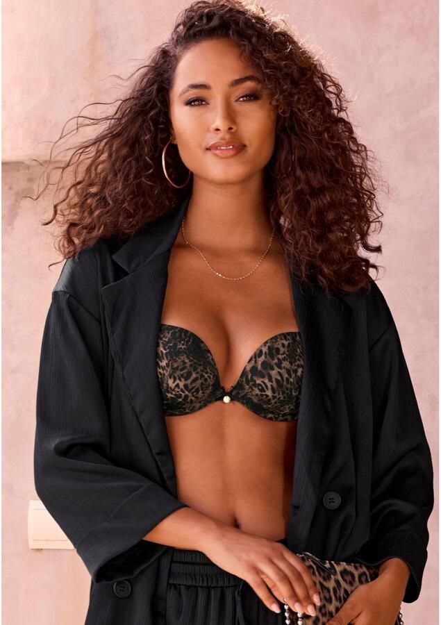 Lascana Push-up-bh met beugel van modieus leeuwen-mesh en kant sexy lingerie verleidelijke ondermode - Foto 4