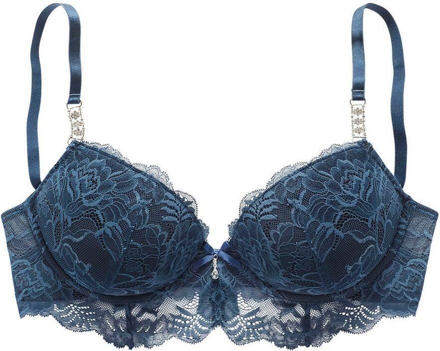 Lascana Push-up-bh met extravagante stras details op de bandjes lingerie