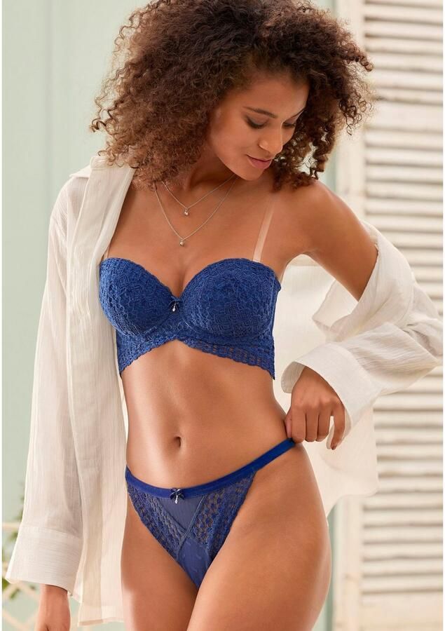 Lascana Push-up-bh met veel draagmogelijkheden en kant in fluwelen look lingerie - Foto 5