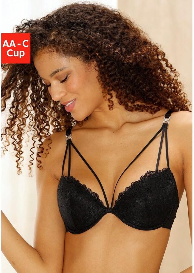 Lascana Push-up-bh van kant in leuke linten-look sexy dessous