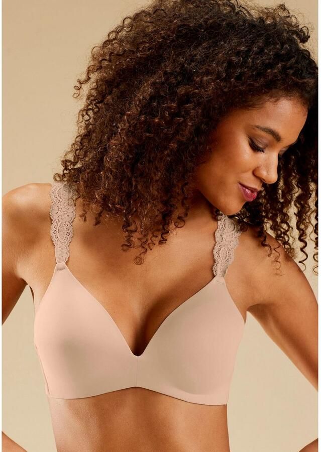 Lascana Push-up-bh zonder beugels met prachtige kanten bandjes basic ondergoed