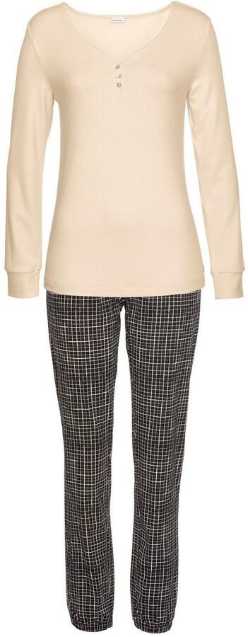 Lascana Pyjama met geribd shirt met lange mouwen (2-delig 1 stuk) - Foto 4