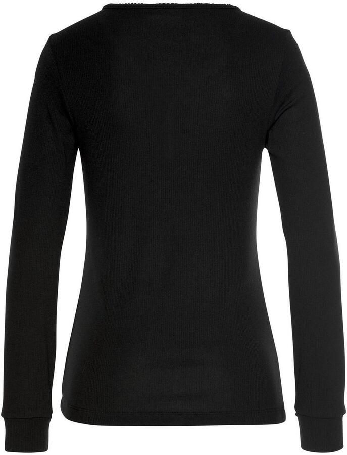 Lascana Pyjama met geribd shirt met lange mouwen (2-delig 1 stuk)