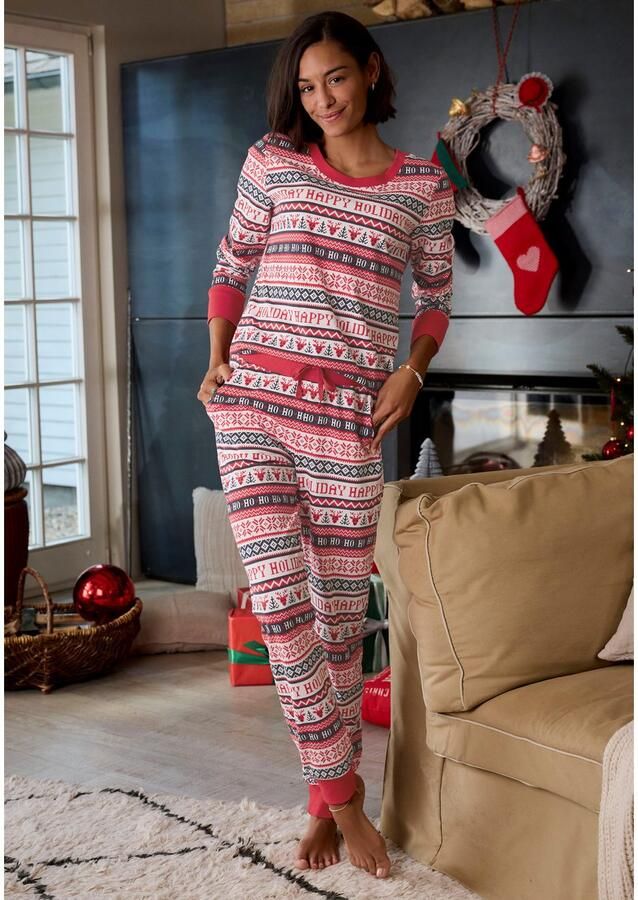 Lascana Pyjama met winterse print (2-delig) - Foto 3