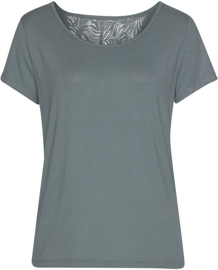 Lascana Pyjama top met kanten inzet op de rug