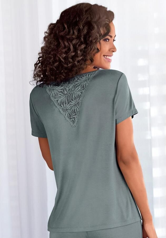 Lascana Pyjama top met kanten inzet op de rug - Foto 5