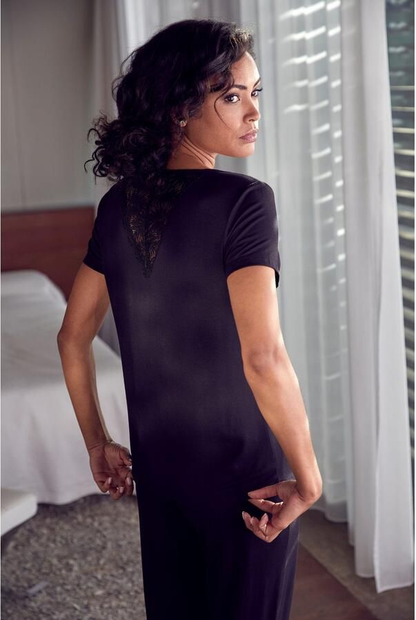 Lascana Pyjama top met kanten inzet op de rug