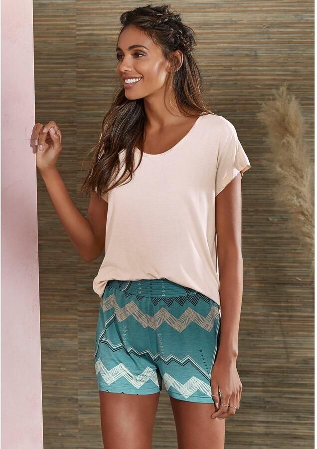 Lascana Pyjamashort met grafisch zigzagmotief - Foto 4