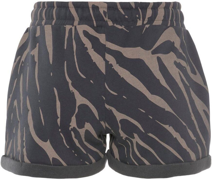 Lascana Relaxshorts Korte broek met zebraprint met zijzakken en logostiksel loungewear