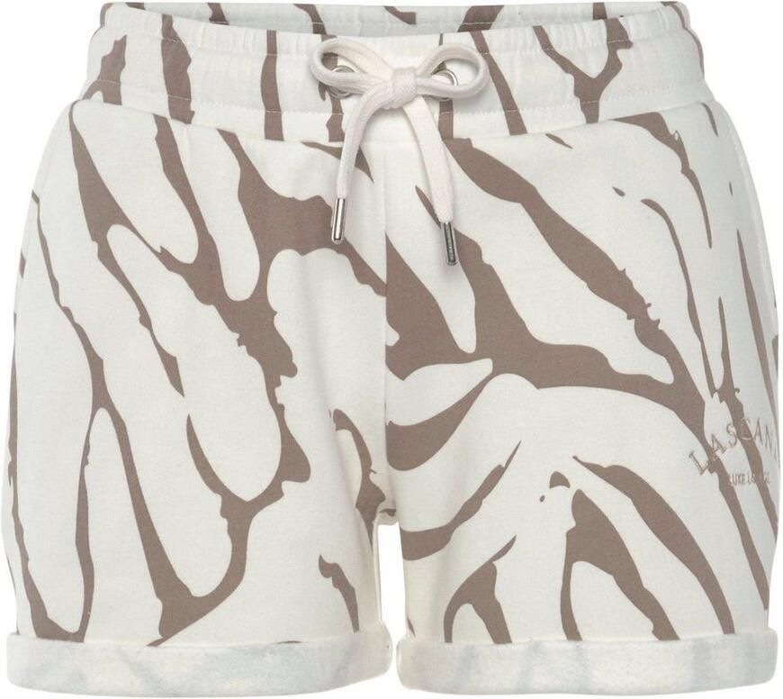 Lascana Relaxshorts Korte broek met zebraprint met zijzakken en logostiksel loungewear - Foto 3