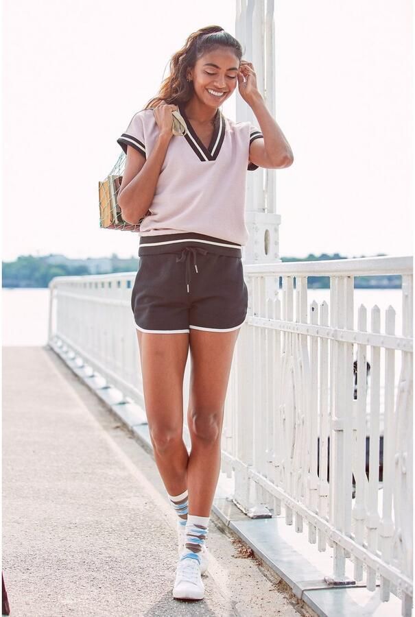 Lascana Relaxshorts met contrastpaspels loungewear - Foto 4