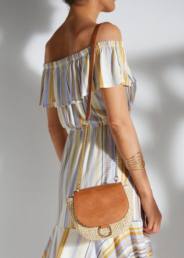 Lascana Schoudertas Strandtas Minibag schoudertas draagtas crossbody tas rieten look VEGAN - Foto 3