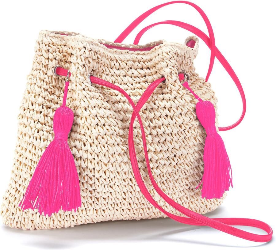 Lascana Schoudertas Strandtas van papierstro handtas schoudertas vegan - Foto 4