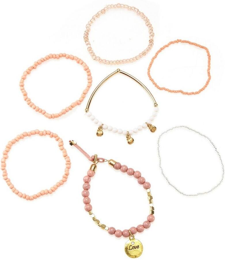 Lascana Set armbanden Kralenarmband-set elastisch armband met hanger armband set