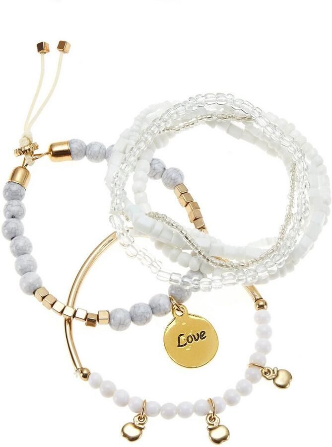 Lascana Set armbanden Kralenarmband-set elastisch armband met hanger armband set