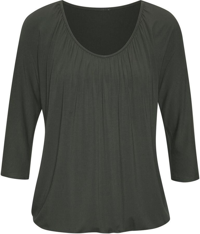 Lascana Shirt met 3 4 mouwen Met fijne plooien bij de hals