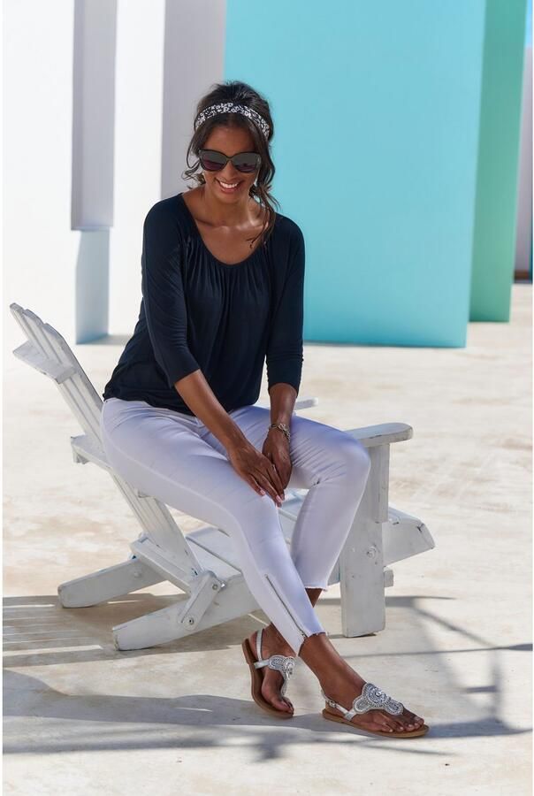 Lascana Shirt met 3 4 mouwen Met fijne plooien bij de hals - Foto 4