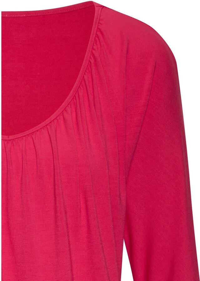 Lascana Shirt met 3 4 mouwen Met fijne plooien bij de hals