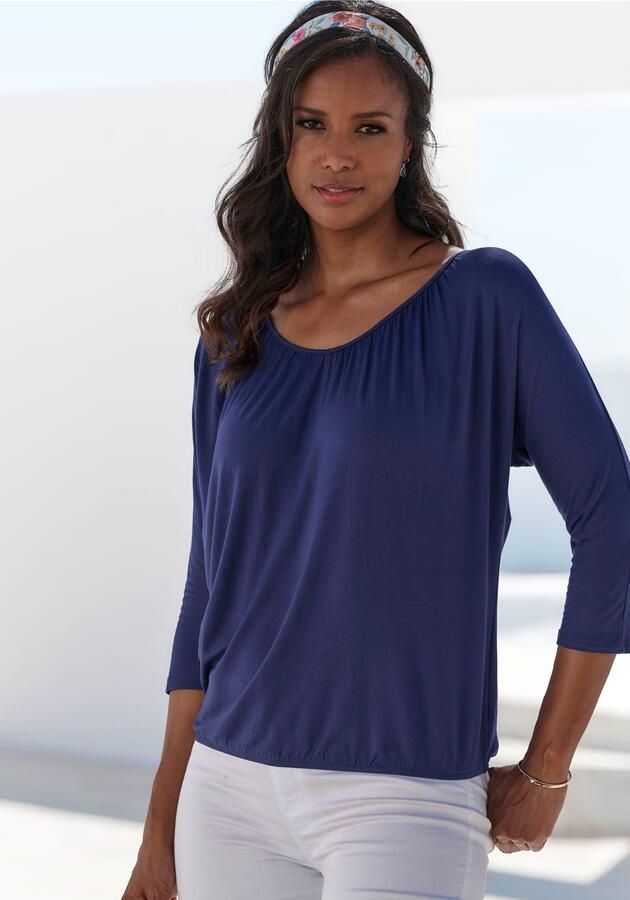 Lascana Shirt met 3 4 mouwen Met fijne plooien bij de hals - Foto 5