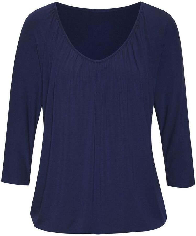 Lascana Shirt met 3 4 mouwen Met fijne plooien bij de hals (Set van 2)